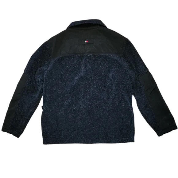 Vtg Y2K 2001 Tommy Hilfiger Fleece Full Zip Jacket Men's L Large Logo Flag TH